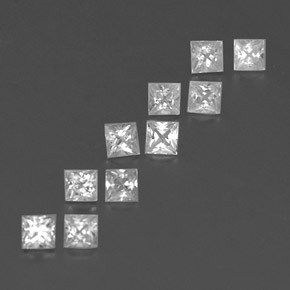 Gemas de zafiro blanco natural de  ct, cuadrado, VVS-VS