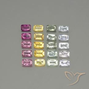 Gemas de Zafiro Multicolor natural de 6.57 ct, Corte Octágono / Esmeralda, VS-SI
