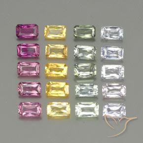 Gemas de Zafiro Multicolor natural de 6.57 ct, Corte Octágono / Esmeralda, VS-SI