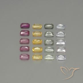 Gemas de Zafiro Multicolor natural de 6.57 ct, Corte Octágono / Esmeralda, VS-SI