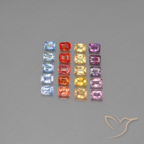 Gemas de Zafiro Multicolor natural de 4.97 ct, Corte Octágono / Esmeralda, VS-SI