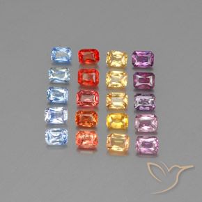 Gemas de Zafiro Multicolor natural de 4.97 ct, Corte Octágono / Esmeralda, VS-SI
