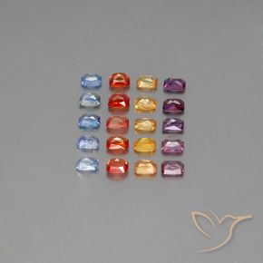 Gemas de Zafiro Multicolor natural de 4.97 ct, Corte Octágono / Esmeralda, VS-SI