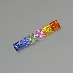 Gemas de zafiro multicolor natural de  ct, cuadrado, VVS-VS