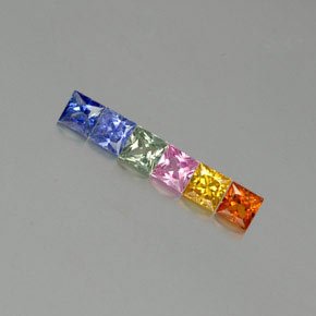 Gemas de zafiro multicolor natural de  ct, cuadrado, VVS-VS