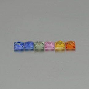 Gemas de zafiro multicolor natural de  ct, cuadrado, VVS-VS