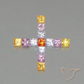 Gemas de Zafiro Multicolor natural de 1.89 ct, Cuadrado, VVS-VS