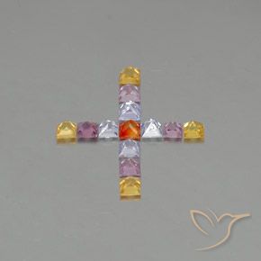 Gemas de Zafiro Multicolor natural de 1.89 ct, Cuadrado, VVS-VS