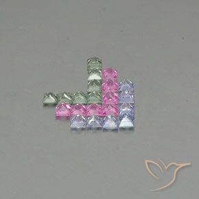 Gemas de Zafiro Multicolor natural de 2.64 ct, Cuadrado, VVS-VS