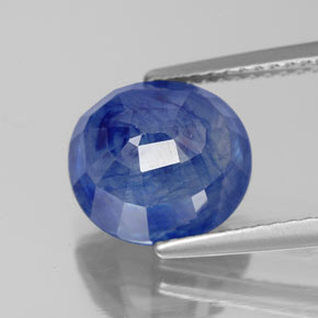 Zafiro azul natural de 5,46 ct, corte óvalo, SI