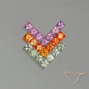 3.25ctw Natural Multicolor Zafiro, Cuadrado, VVS-VS