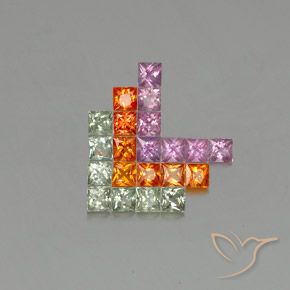 Gemas de Zafiro Multicolor natural de 3.25 ct, Cuadrado, VVS-VS