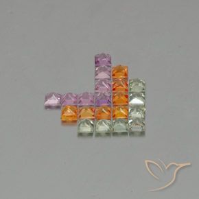 Gemas de Zafiro Multicolor natural de 3.25 ct, Cuadrado, VVS-VS