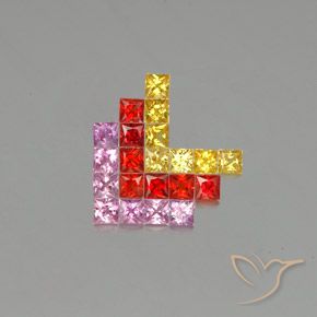 Gemas de Zafiro Multicolor natural de 2.72 ct, Cuadrado, VVS-VS