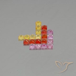 Gemas de Zafiro Multicolor natural de 2.72 ct, Cuadrado, VVS-VS