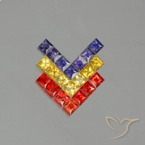 3.08ctw Natural Multicolor Zafiro, Cuadrado, VVS-VS