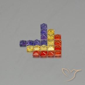 Gemas de Zafiro Multicolor natural de 3.08 ct, Cuadrado, VVS-VS