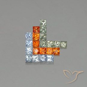 Gemas de Zafiro Multicolor natural de 2.90 ct, Cuadrado, VVS-VS