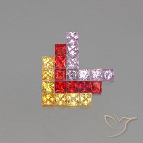 Gemas de Zafiro Multicolor natural de 3.05 ct, Cuadrado, VVS-VS