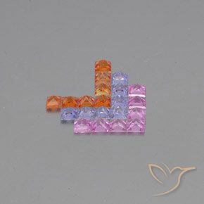 Gemas de Zafiro Multicolor natural de 3.22 ct, Cuadrado, VVS-VS