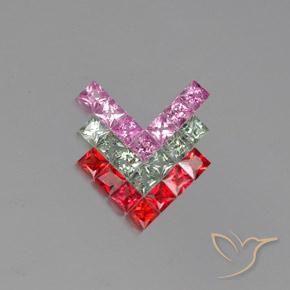 Gemas de Zafiro Multicolor natural de 2.87 ct, Cuadrado, VVS-VS