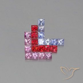Gemas de Zafiro Multicolor natural de 2.71 ct, Cuadrado, VVS-VS