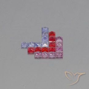 Gemas de Zafiro Multicolor natural de 2.71 ct, Cuadrado, VVS-VS