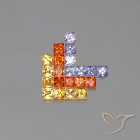 Gemas de Zafiro Multicolor natural de 2.66 ct, Cuadrado, VVS-VS