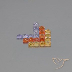 Gemas de Zafiro Multicolor natural de 2.66 ct, Cuadrado, VVS-VS