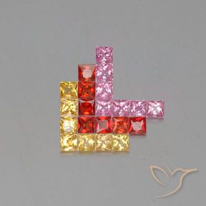 Gemas de Zafiro Multicolor natural de 3.09 ct, Cuadrado, VVS-VS