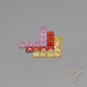 Gemas de Zafiro Multicolor natural de 3.09 ct, Cuadrado, VVS-VS