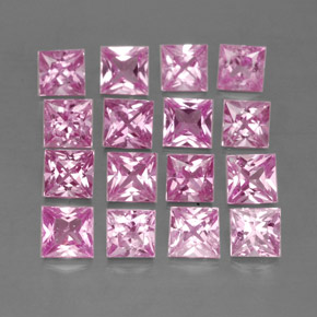 Gemas de zafiro rosa natural de 3,76 ct, cuadrado, VVS-VS