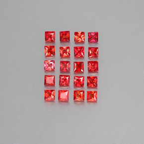 Gemas de zafiro naranja natural de 2,47 ct, cuadrado, VVS-VS