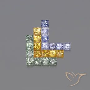 Gemas de zafiro multicolor natural de 2,76 ct, cuadrado, VVS-VS