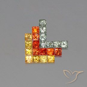 Gemas de Zafiro Multicolor natural de 2.79 ct, Cuadrado, VVS-VS