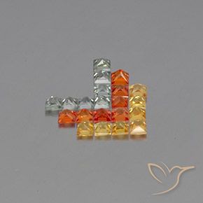 Gemas de Zafiro Multicolor natural de 2.79 ct, Cuadrado, VVS-VS