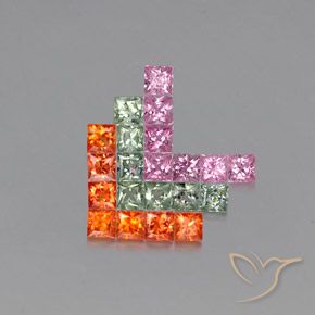 Gemas de Zafiro Multicolor natural de 3.43 ct, Cuadrado, VVS-VS