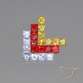 Gemas de Zafiro Multicolor natural de 2.89 ct, Cuadrado, VVS-VS
