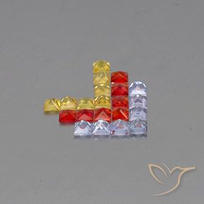 Gemas de Zafiro Multicolor natural de 2.89 ct, Cuadrado, VVS-VS
