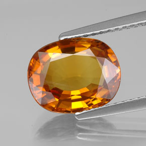 Zafiro naranja oscuro natural de 3,29 ct, corte óvalo, VS