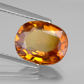 Zafiro naranja oscuro natural de 3,29 ct, corte óvalo, VS