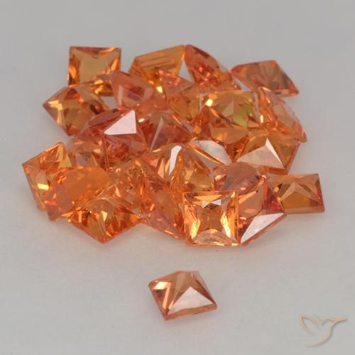 Gemas de Zafiro Ámbar naranja natural de 3.64 ct, Cuadrado, VVS-VS