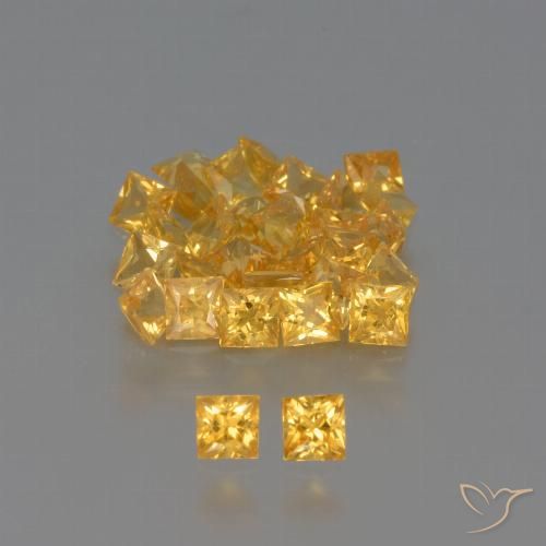 Gemas de zafiro amarillo natural de 3,28 ct, cuadrado, VVS-VS