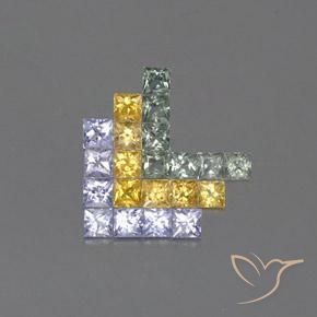 Gemas de Zafiro Multicolor natural de 3.08 ct, Cuadrado, VVS-VS