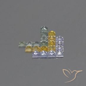 Gemas de Zafiro Multicolor natural de 3.08 ct, Cuadrado, VVS-VS