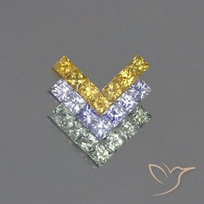 3.14ctw Natural Multicolor Zafiro, Cuadrado, VVS-VS