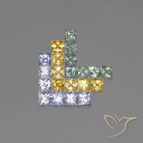 Gemas de Zafiro Multicolor natural de 3.12 ct, Cuadrado, VVS-VS