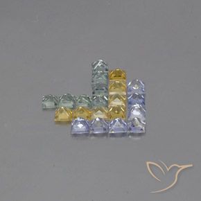 Gemas de Zafiro Multicolor natural de 3.12 ct, Cuadrado, VVS-VS