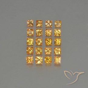 Gemas de Zafiro Dorado naranja natural de 3.04 ct, Cuadrado, VVS-VS