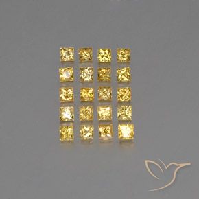 Gemas de zafiro amarillo natural de 2,46 ct, cuadrado, VVS-VS
